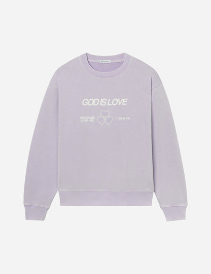 God Is Love Sweatshirt | Lavender Crewneck