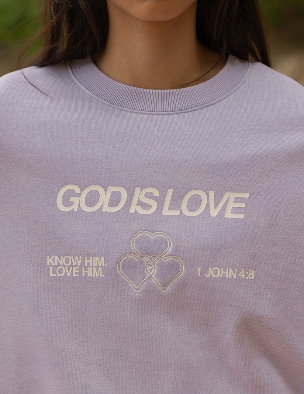 God Is Love Sweatshirt | Lavender Crewneck