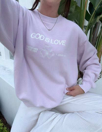 God Is Love Sweatshirt | Lavender Crewneck