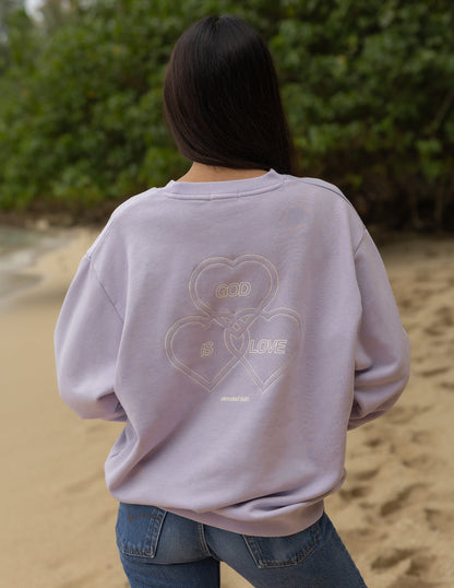 God Is Love Sweatshirt | Lavender Crewneck