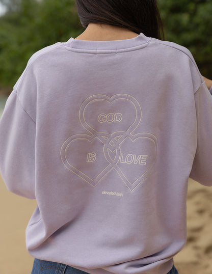 God Is Love Sweatshirt | Lavender Crewneck