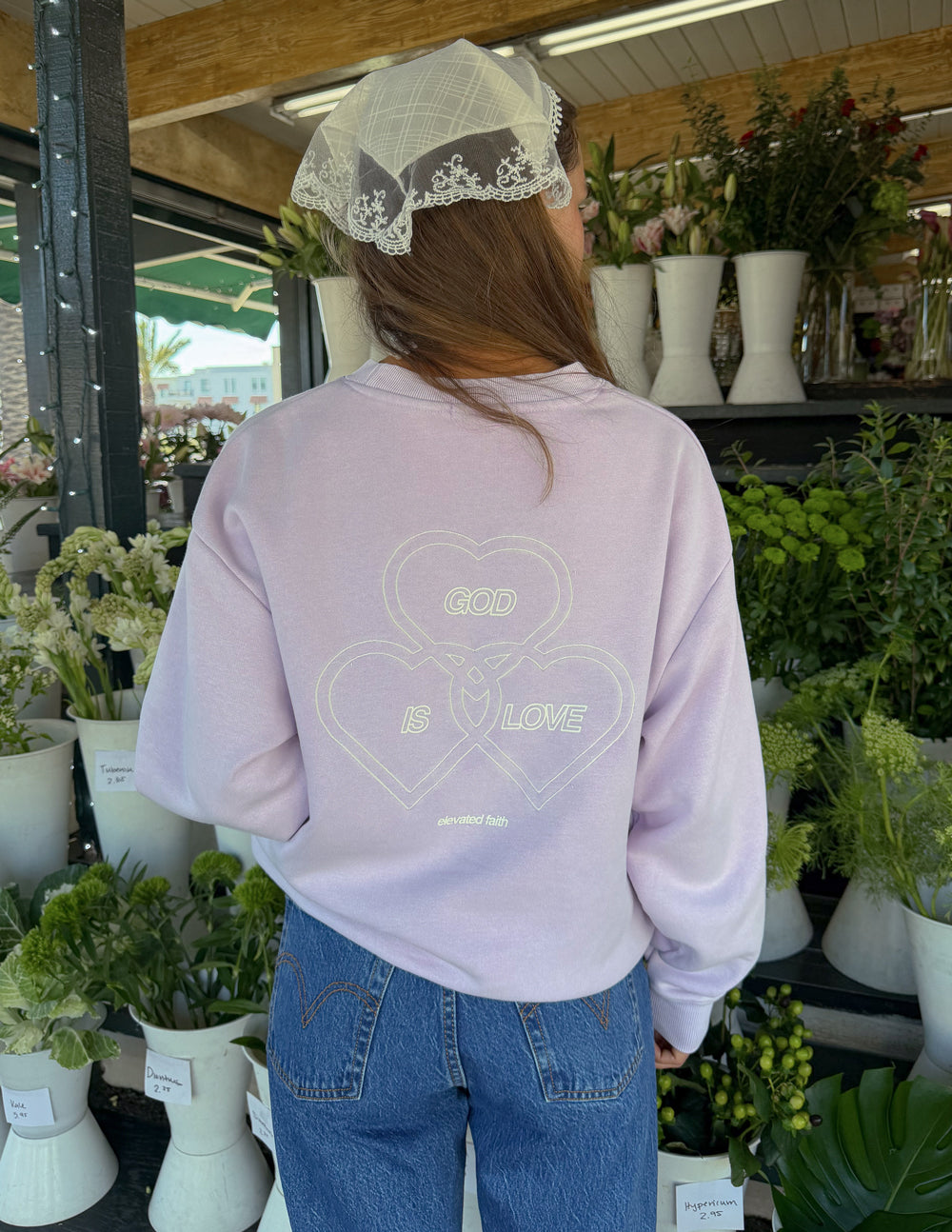 God Is Love Sweatshirt | Lavender Crewneck
