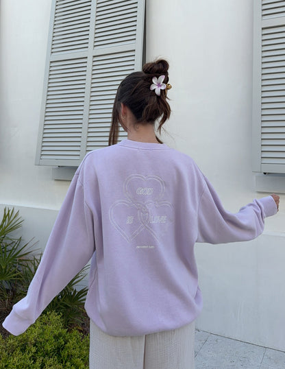 God Is Love Sweatshirt | Lavender Crewneck