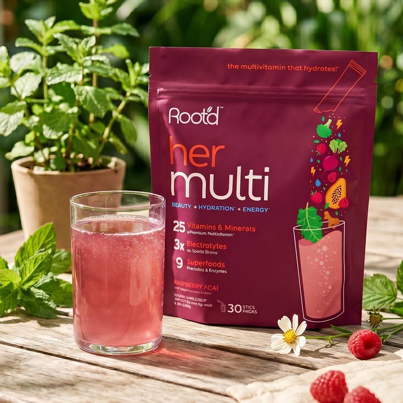 Root’d Her Multi – Hydrating Women’s Multivitamin with Electrolytes, Superfoods & Probiotics
