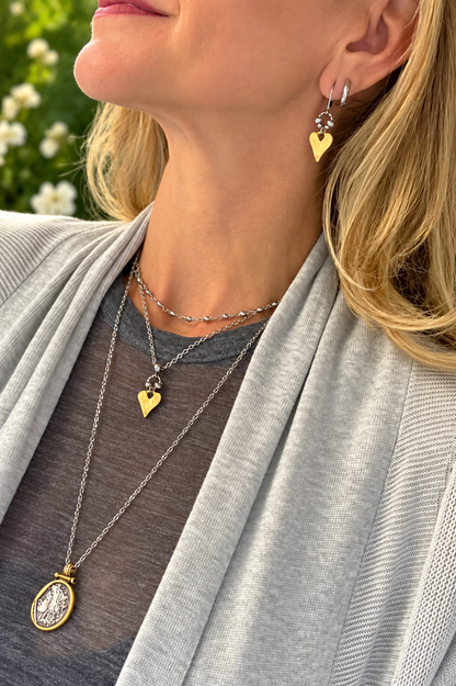 Handcrafted Heart Necklace – Artisan Pewter Pendant on Stainless Steel Chain | Silver, Gold or Copper