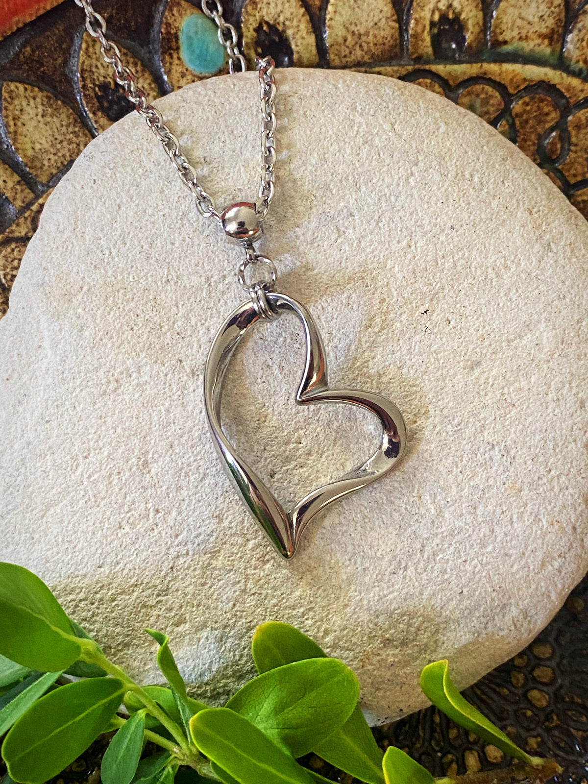 Whimsical Heart Necklace – Large Open Heart Pendant in Silver or Gold