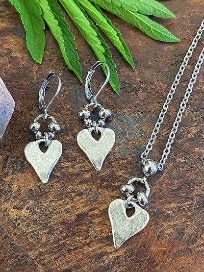 Handcrafted Heart Necklace – Artisan Pewter Pendant on Stainless Steel Chain | Silver, Gold or Copper