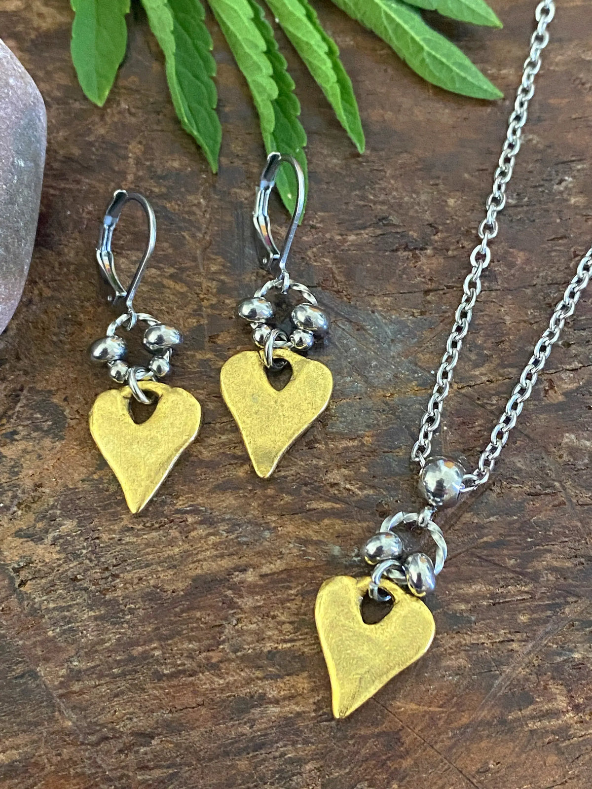 Handcrafted Heart Necklace – Artisan Pewter Pendant on Stainless Steel Chain | Silver, Gold or Copper