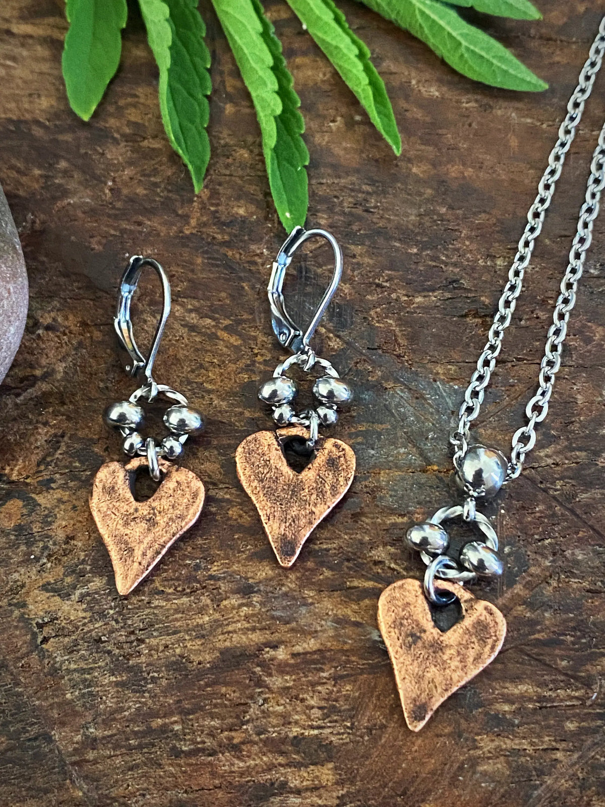 Handcrafted Heart Necklace – Artisan Pewter Pendant on Stainless Steel Chain | Silver, Gold or Copper