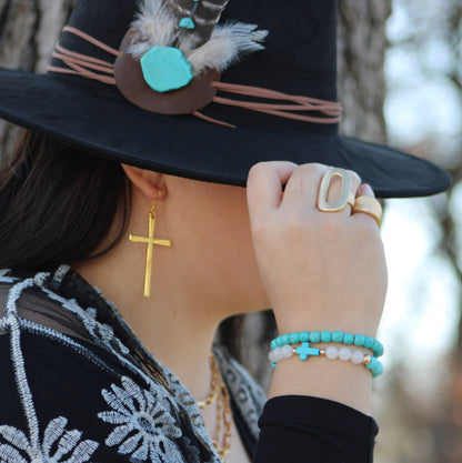 Jade & Howlite Stackable Bracelet | Boho Stretch Design