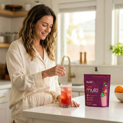 Root’d Her Multi – Hydrating Women’s Multivitamin with Electrolytes, Superfoods & Probiotics