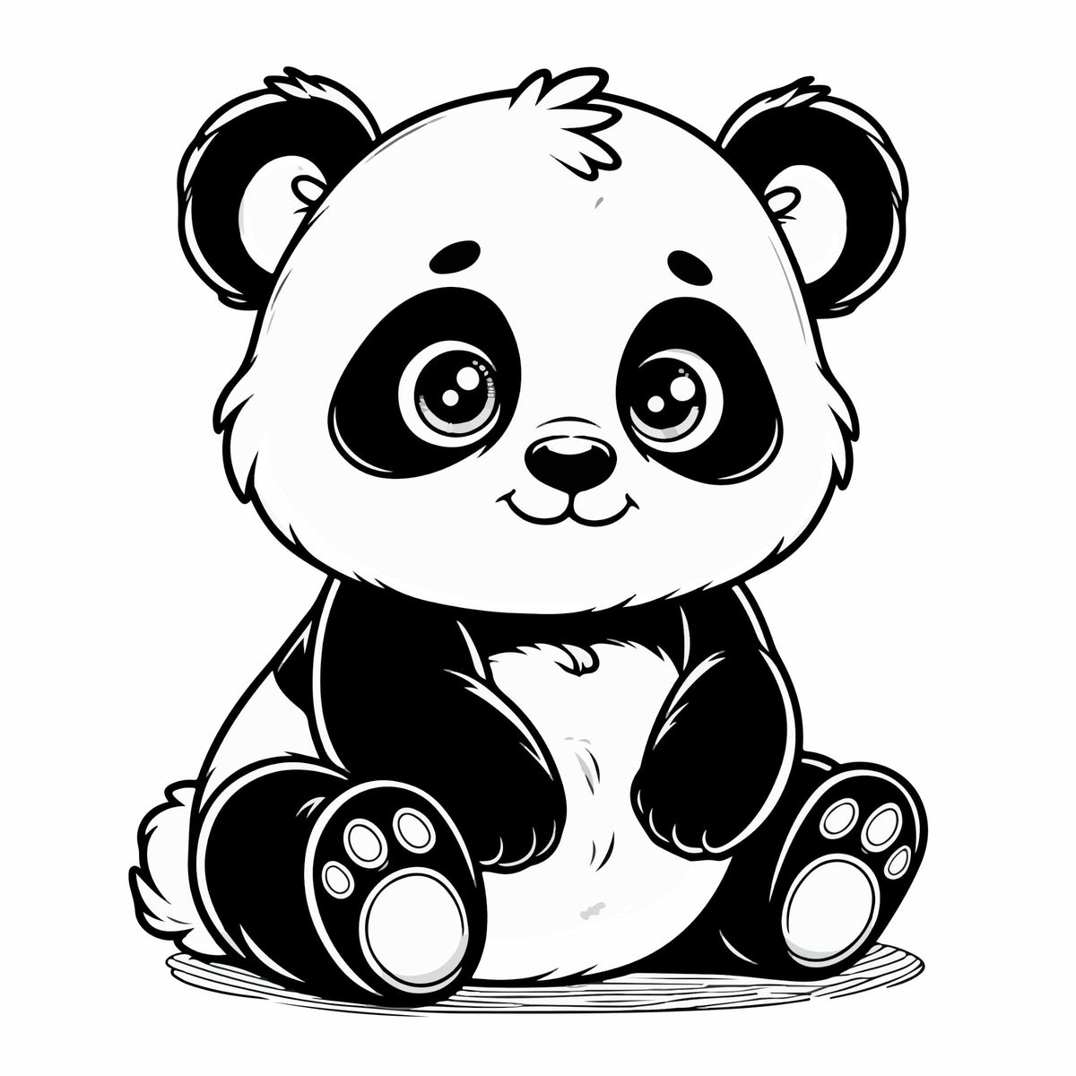 Cute Baby Panda Illustration T-Shirt | Kawaii Black & White Animal Tee