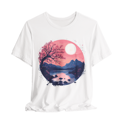 Cherry Blossoms Serenity Karma T-Shirt - Women's Graphic Tee, Zen Floral Shirt, Japanese Inspired Top, Casual Boho Clothing