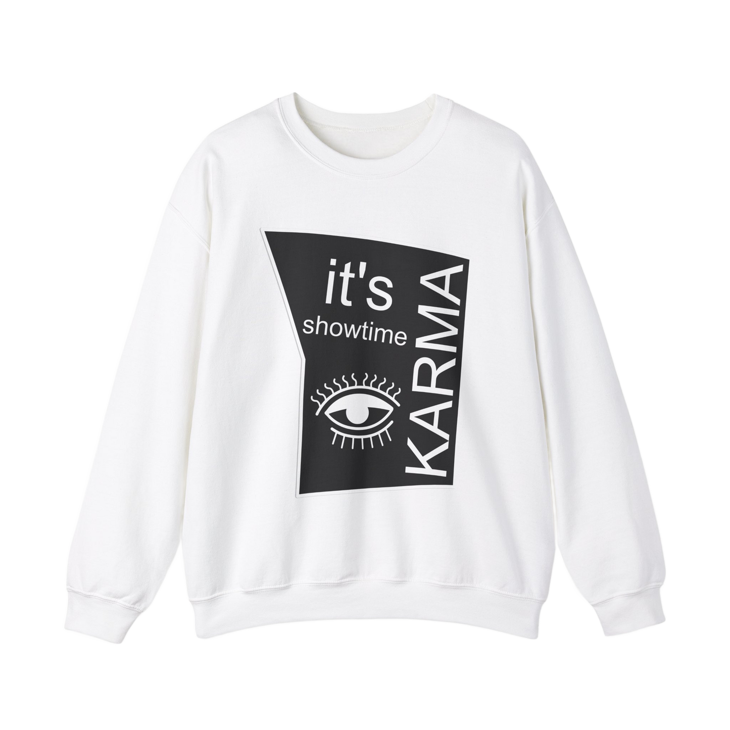 It's Showtime Karma Crewneck Sweatshirt, Unisex Graphic Pullover, Funny Retro Movie Sweatshirt, Cozy Casual Streetwear, Gift Idea