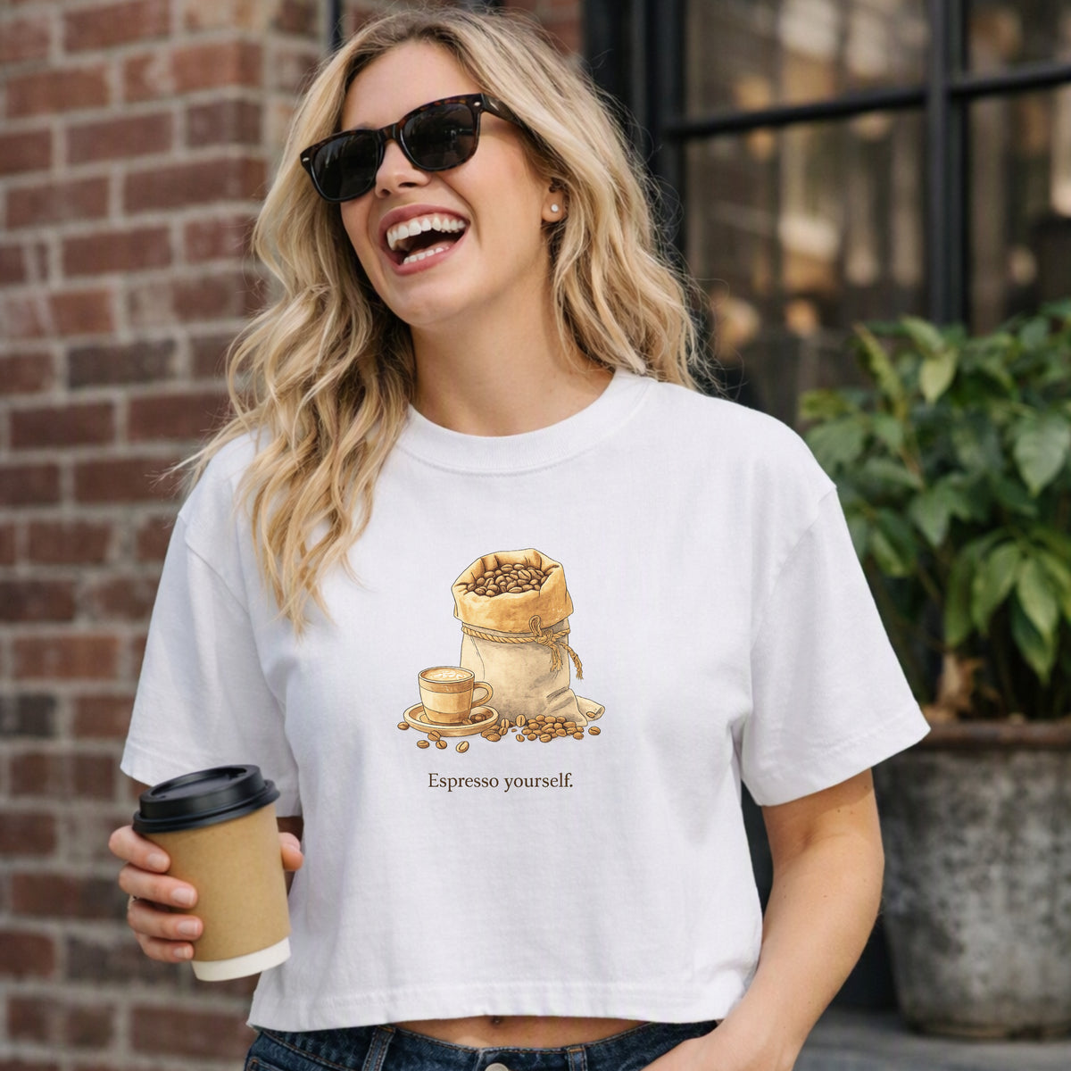 Coffee Bean Boxy Tee | Espresso Yourself, Minimal Coffee Shirt