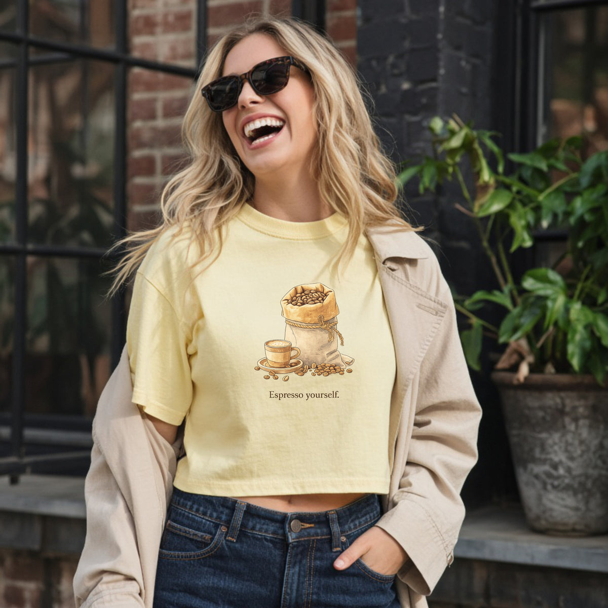 Coffee Bean Boxy Tee | Espresso Yourself, Minimal Coffee Shirt
