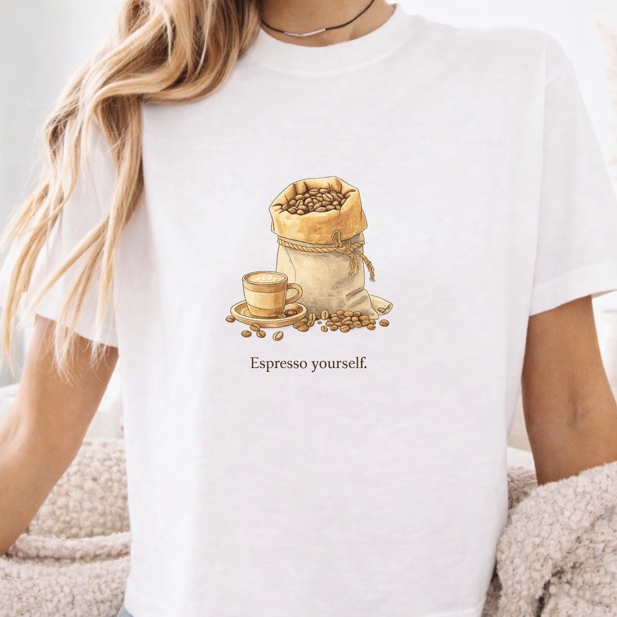 Coffee Bean Boxy Tee | Espresso Yourself, Minimal Coffee Shirt