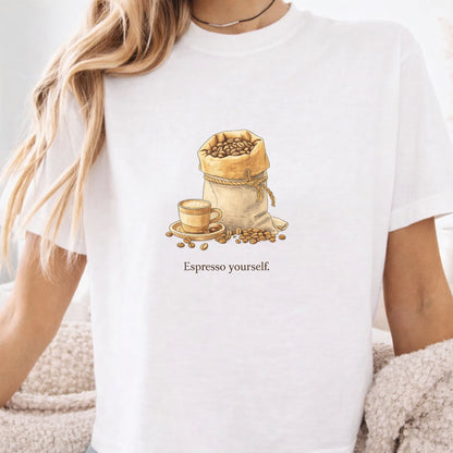 Coffee Bean Boxy Tee | Espresso Yourself, Minimal Coffee Shirt