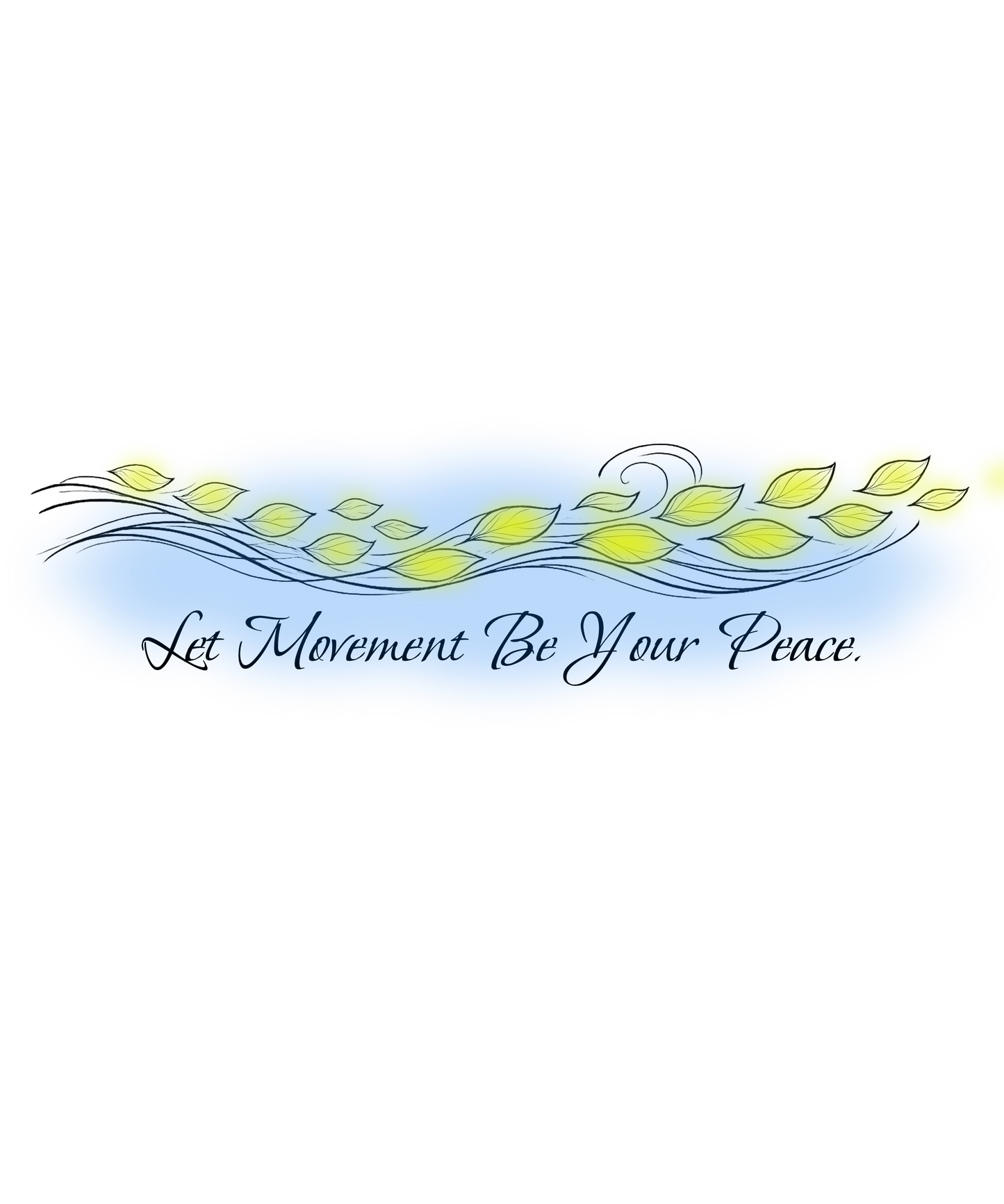 Let Movement Be Your Peace petals line art T-Shirt | floating floral waves