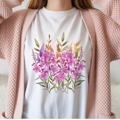 Pink Wildflower Bouquet T-Shirt | Floral Watercolor Tee