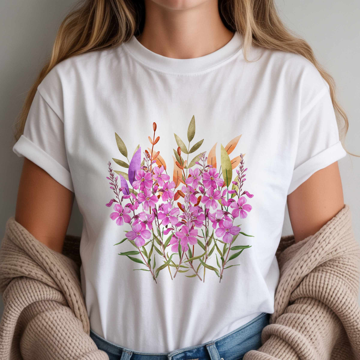 Pink Wildflower Bouquet T-Shirt | Floral Watercolor Tee
