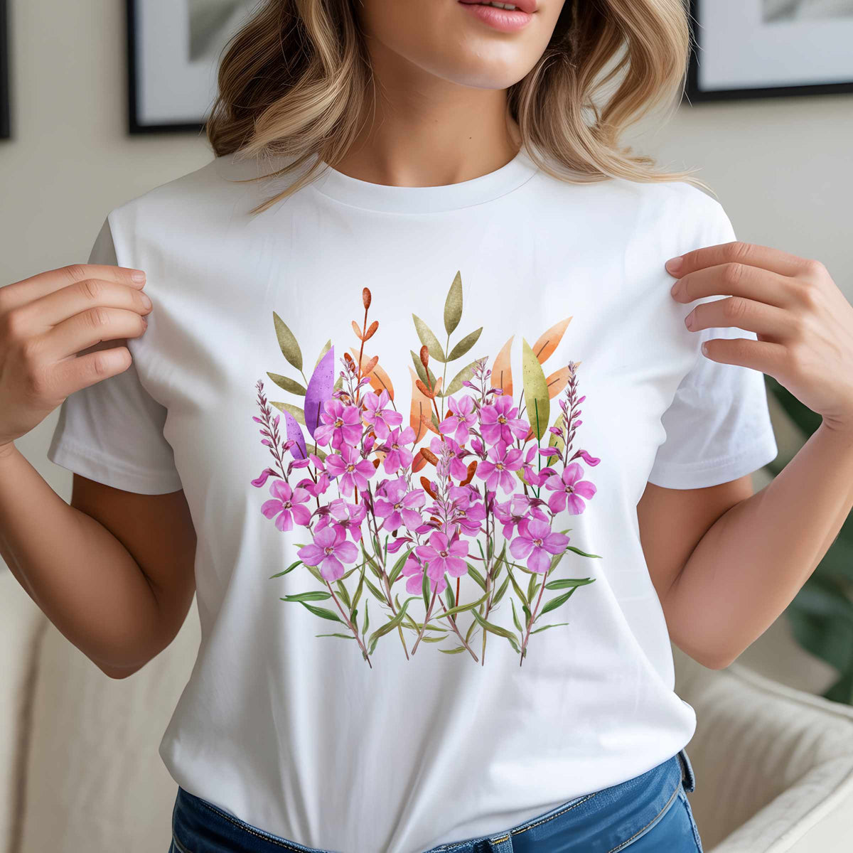 Pink Wildflower Bouquet T-Shirt | Floral Watercolor Tee