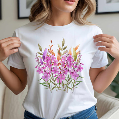 Pink Wildflower Bouquet T-Shirt | Floral Watercolor Tee