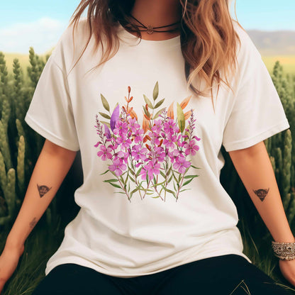 Pink Wildflower Bouquet T-Shirt | Floral Watercolor Tee