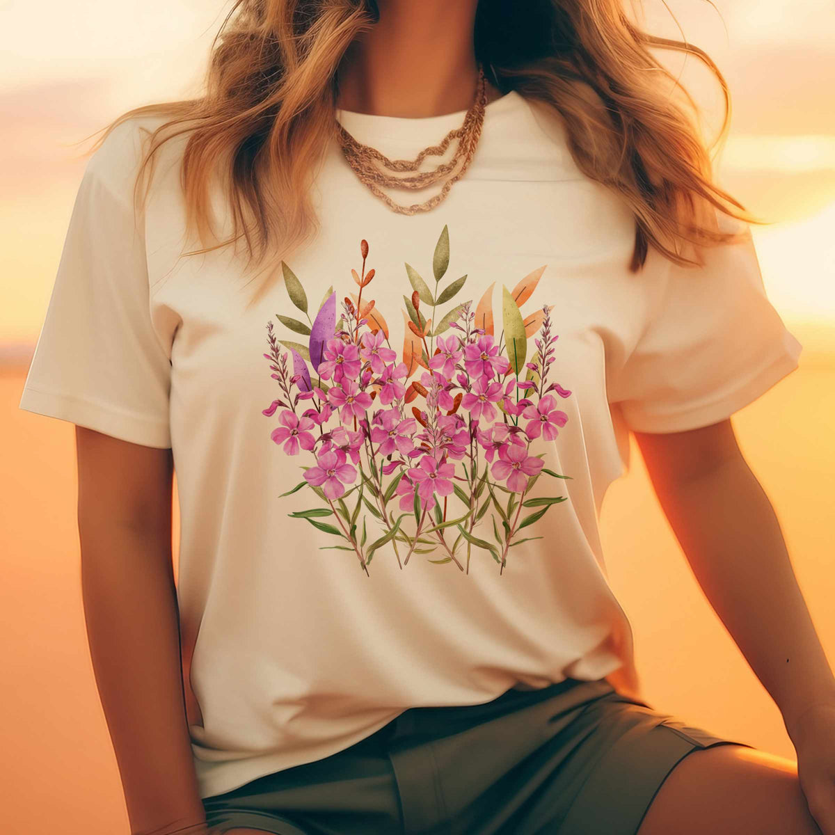 Pink Wildflower Bouquet T-Shirt | Floral Watercolor Tee