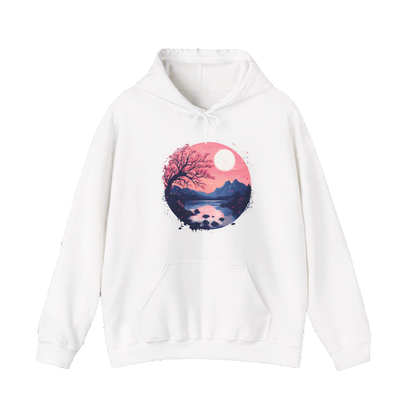Cherry Blossoms Serenity Karma - Women's Graphic, Zen Floral Shirt, Japanese Inspired Top, Casual Boho Hooded Sweatshirt