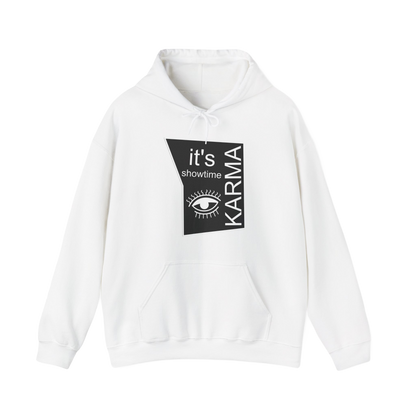 It's Showtime Karma Hooded Sweatshirt, Unisex Graphic Hoodie, Streetwear, Casual Pullover, Trendy Karma Print, Cozy Fall Fashion