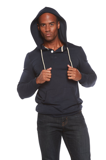 Men’s Bamboo Viscose Fleece Henley Hoodie