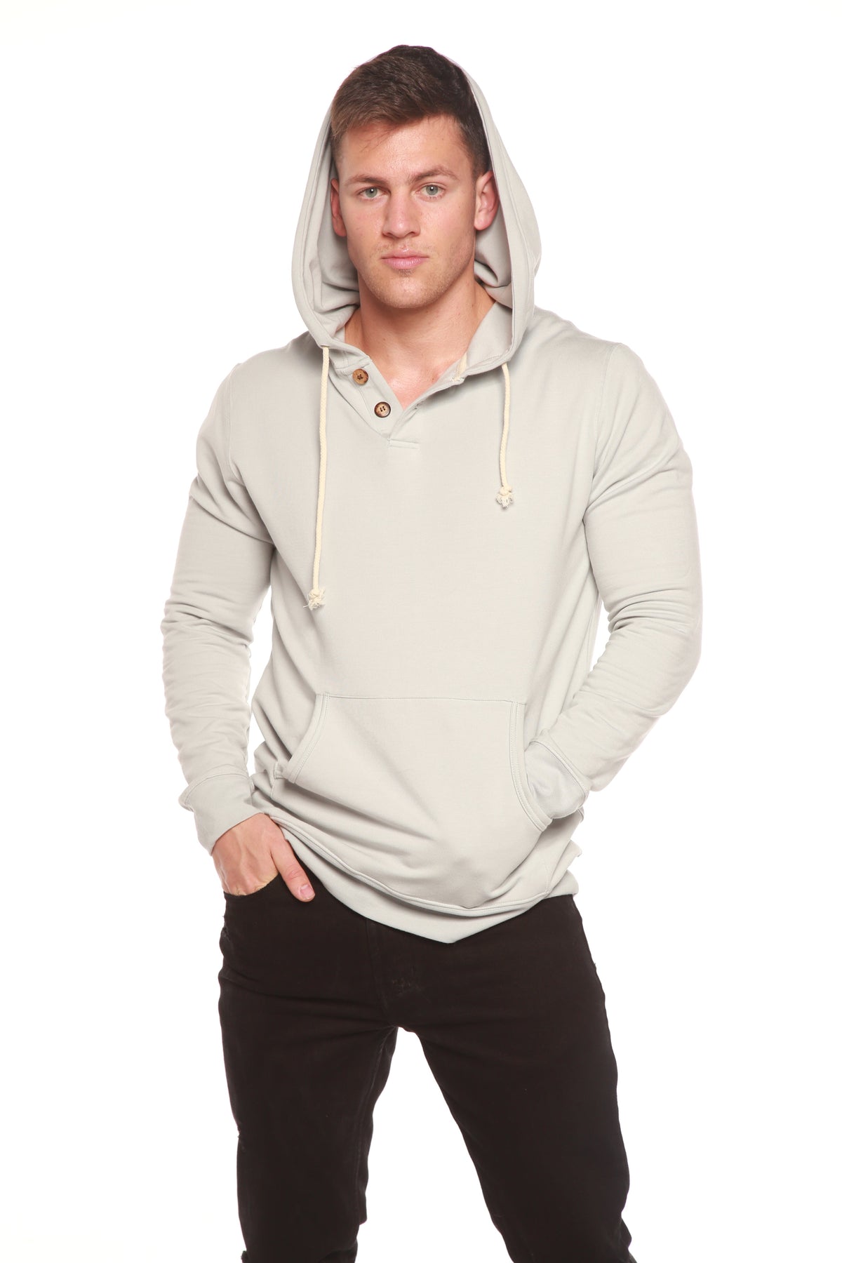 Men’s Bamboo Viscose Fleece Henley Hoodie