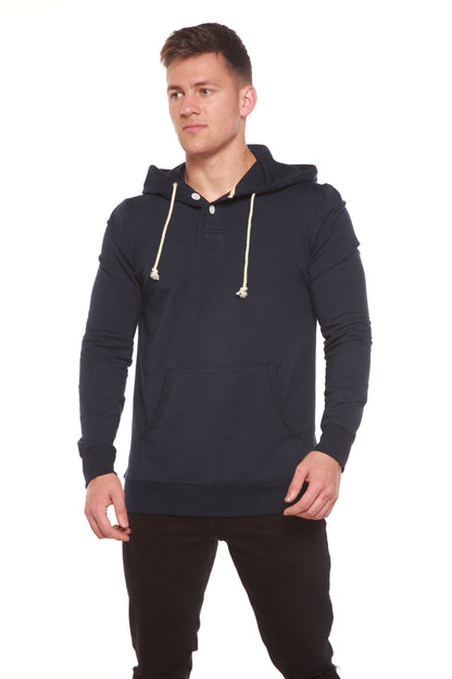 Men’s Bamboo Viscose Fleece Henley Hoodie