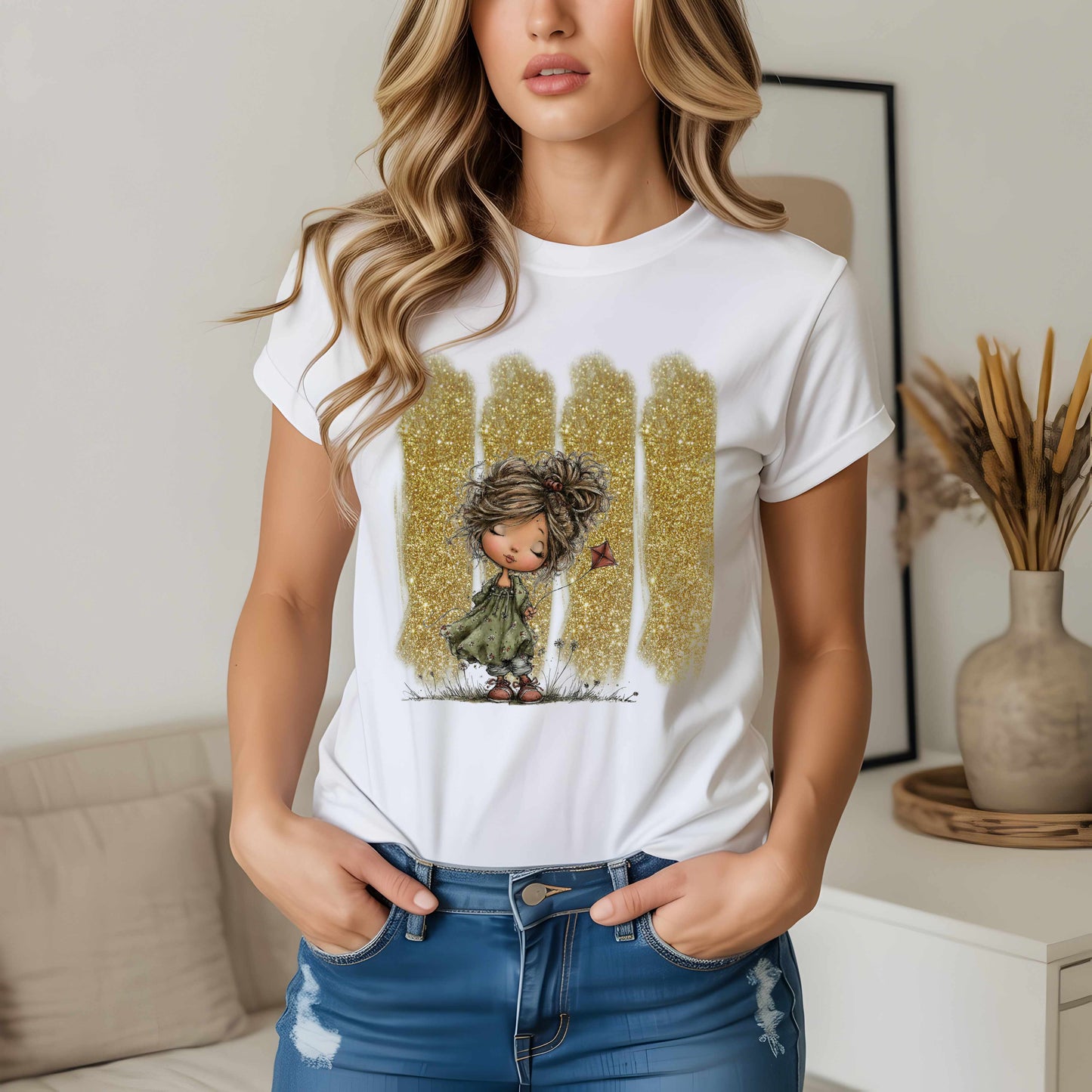 Whimsical Little Girl Illustration Tee