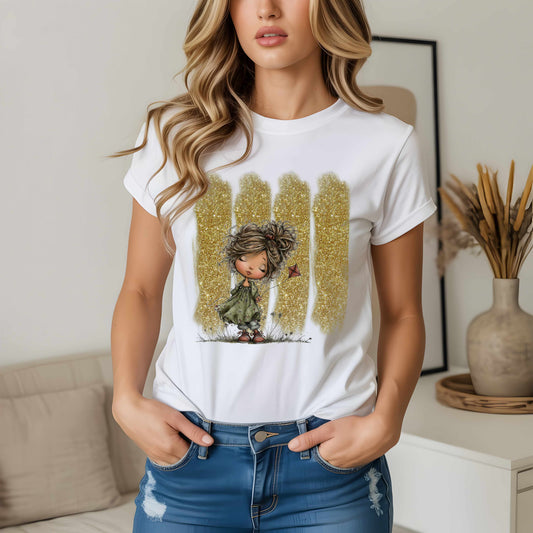 Whimsical Little Girl Illustration Tee
