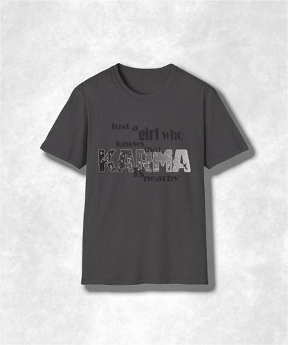 Karma Girl Graphic Tee, Unisex Softstyle T-Shirt, Zen Vibes Shirt, Positive Energy Top, Yoga Lover Gift, Meditation Tee