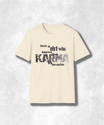 Karma Girl Graphic Tee, Unisex Softstyle T-Shirt, Zen Vibes Shirt, Positive Energy Top, Yoga Lover Gift, Meditation Tee