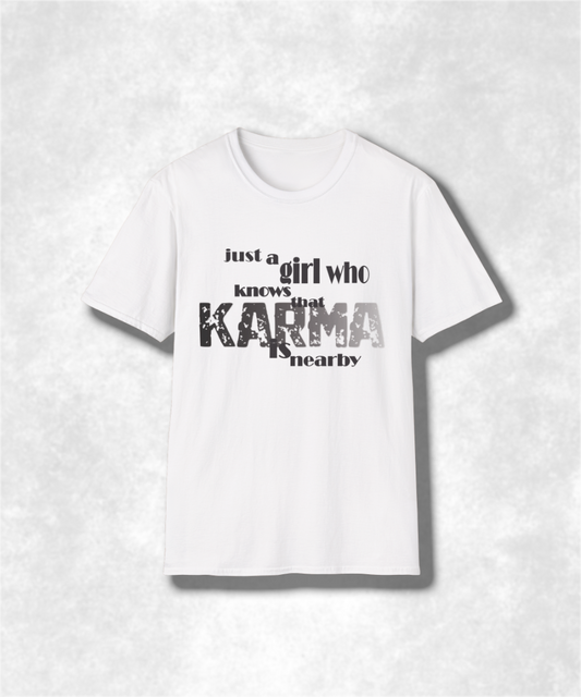 Karma Girl Graphic Tee, Unisex Softstyle T-Shirt, Zen Vibes Shirt, Positive Energy Top, Yoga Lover Gift, Meditation Tee