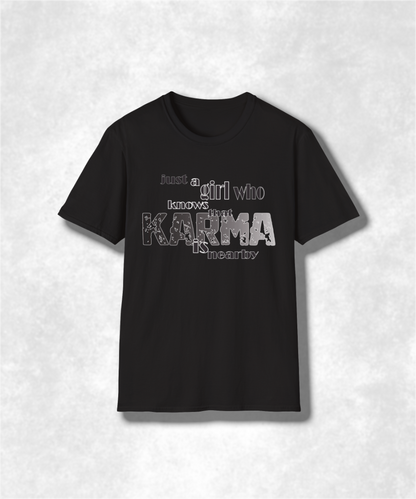 Karma Girl Graphic Tee, Unisex Softstyle T-Shirt, Zen Vibes Shirt, Positive Energy Top, Yoga Lover Gift, Meditation Tee