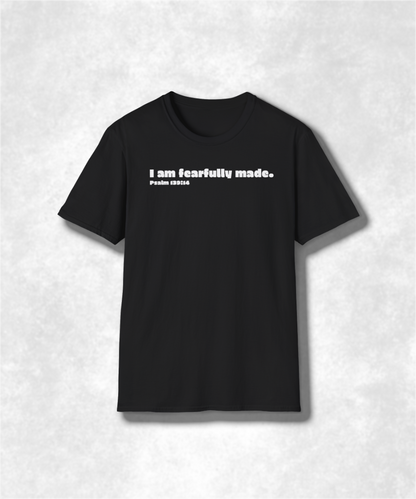 I Am Fearfully Made. Psalm 139:14 T-Shirt Christian Faith Tee, Inspirational Religious Apparel, Bible Verse Gift