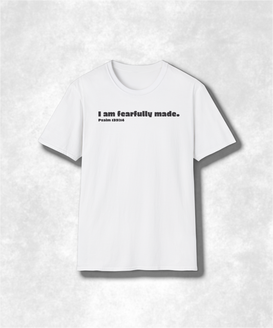 I Am Fearfully Made. Psalm 139:14 T-Shirt Christian Faith Tee, Inspirational Religious Apparel, Bible Verse Gift