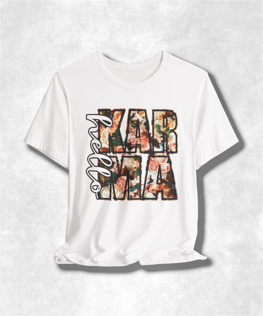 Karma Spring Season T-Shirt - Trendy Graphic Tee for Casual Wear
