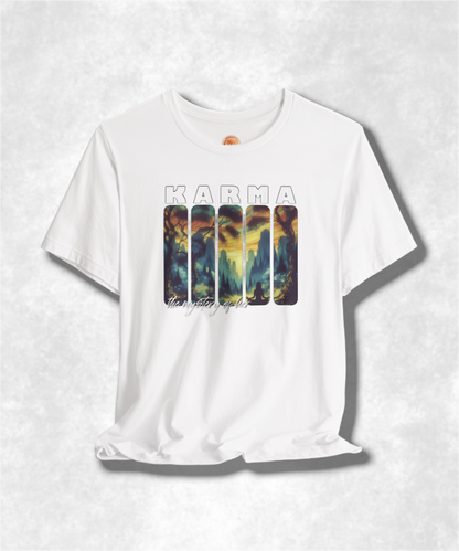 The Mystery of Her Karma T-Shirt - Women's Graphic Tee, Spiritual Streetwear, Boho Chic Clothing, Inspirational Apparel, Unique Gift Idea