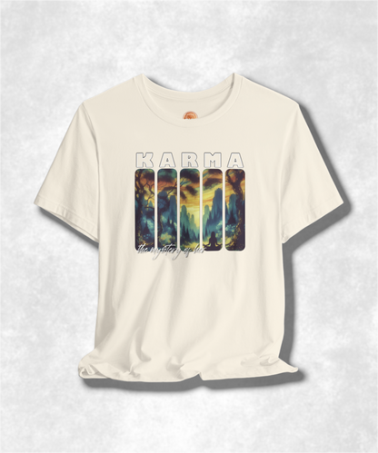 The Mystery of Her Karma T-Shirt - Women's Graphic Tee, Spiritual Streetwear, Boho Chic Clothing, Inspirational Apparel, Unique Gift Idea