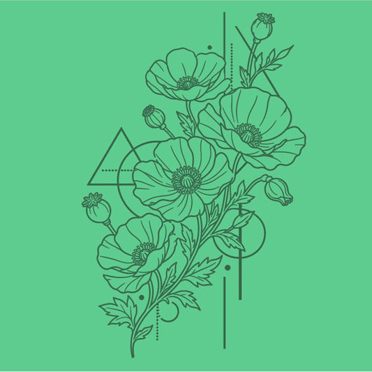 Floral Line Art T-Shirt — Minimal Poppy Bouquet Graphic Tee