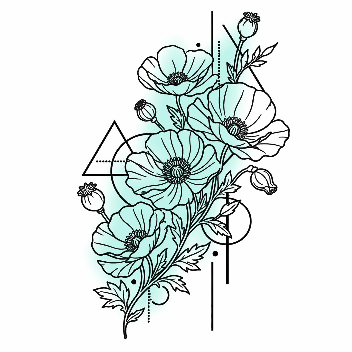 Floral Line Art T-Shirt — Minimal Poppy Bouquet Graphic Tee