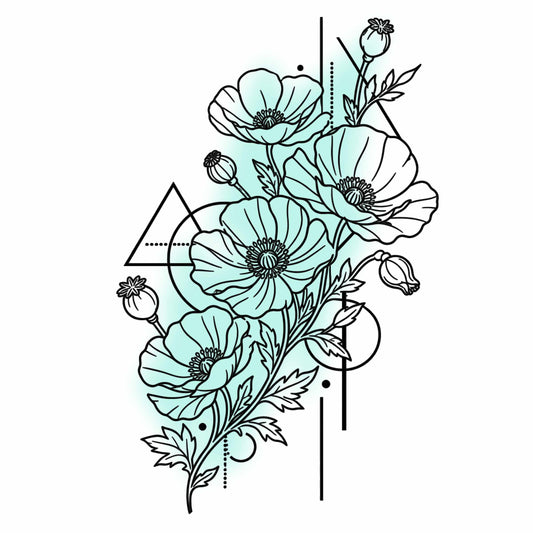 Floral Line Art T-Shirt — Minimal Poppy Bouquet Graphic Tee