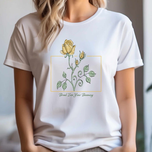 Break Into Your Becoming Blooming Stem T-Shirt | Minimal Geometric Frame