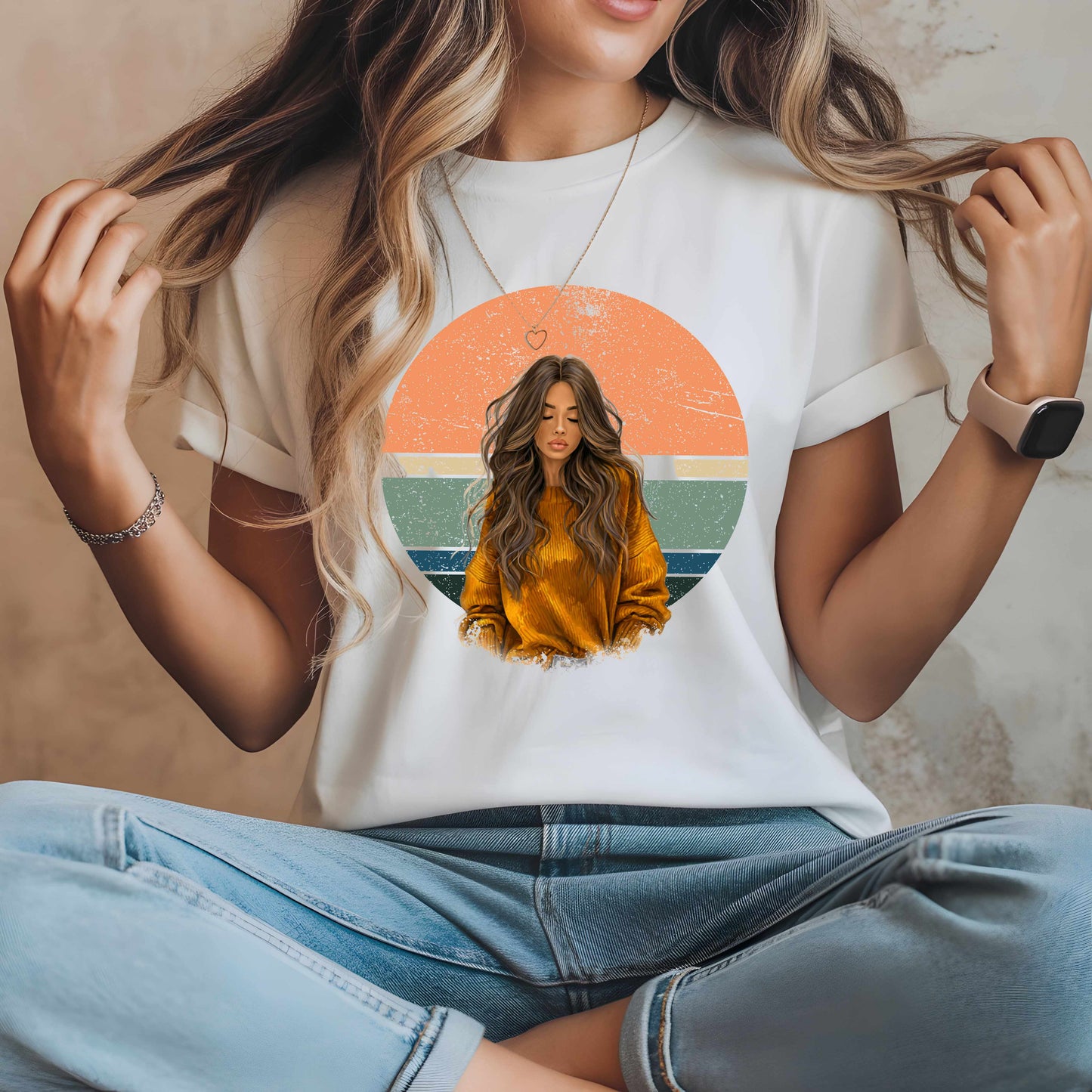 Vintage Circle Sweater Girl T-Shirt